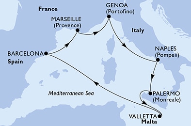 carte Méditerranée, 8 jours