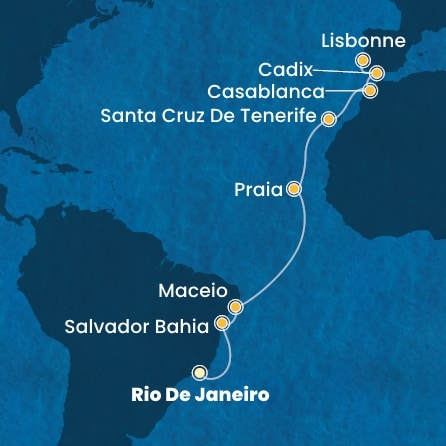 carte *En route vers le Brésil, 21 jours