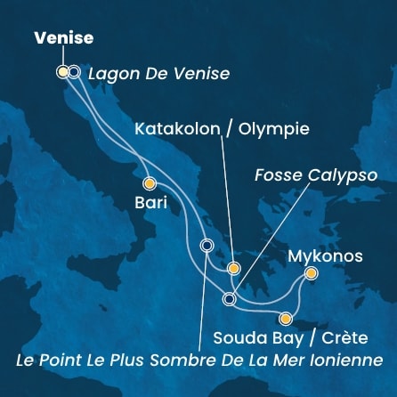 carte Italie, Grèce, 8 jours