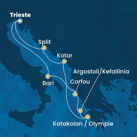 carte Italie, Grèce, Montenegro, Croatie, 8 jours