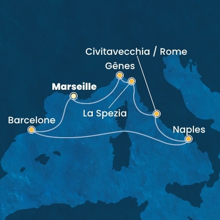 carte France, Espagne, Italie, 8 jours