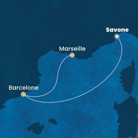 carte Italie, Espagne, France, 4 jours