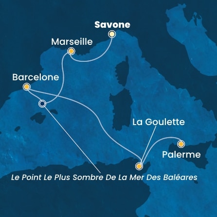 carte Italie, France, Espagne, 6 jours