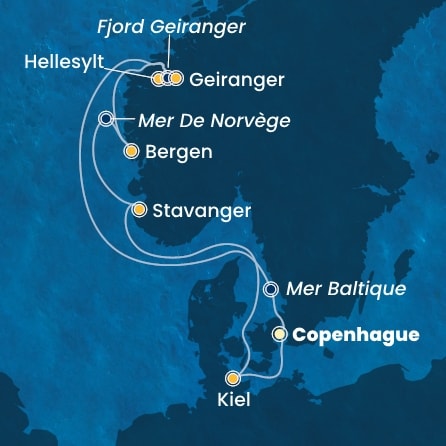 carte Danemark, Norvège, Allemagne, 8 jours