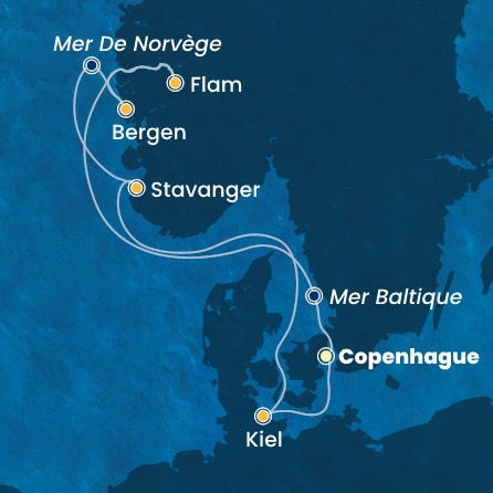 carte Danemark, Norvège, Allemagne, 8 jours