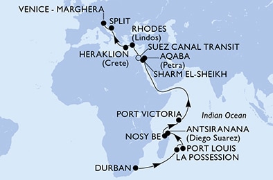 carte Durban, La Possession, Port Louis, Antsiranana, Nosy Be, Port Victoria, 27 jours