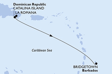 carte La Romana, Catalina Island, Bridgetown, 4 jours