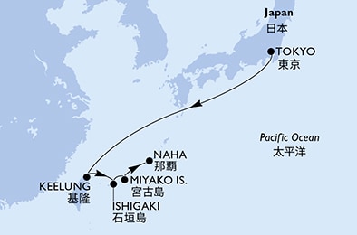 carte Tokyo, Keelung, Ishigaki, Miyako Is., Naha, 7 jours