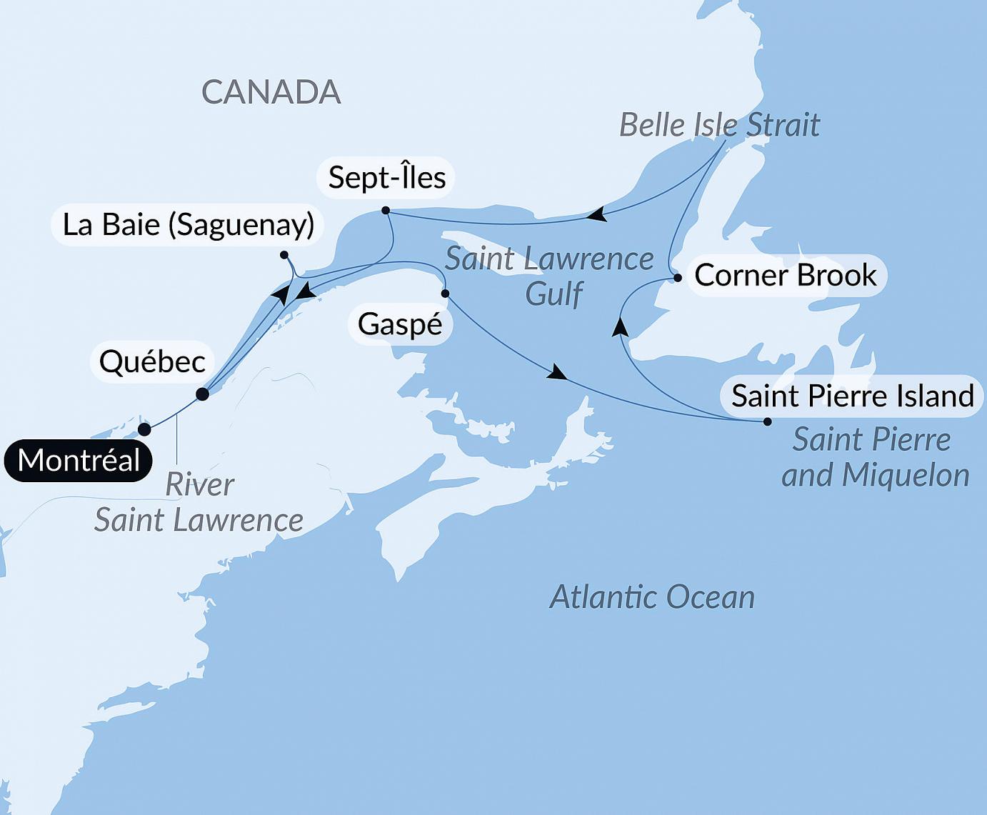 carte Le fleuve Saint-Laurent au cœur de l'hiver boréal, 15 jours