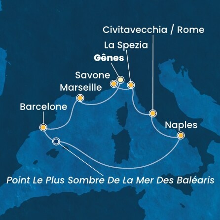 carte Italie, France, Espagne, 8 jours
