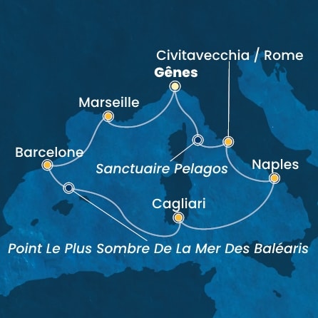 carte Italie, France, Espagne, 8 jours