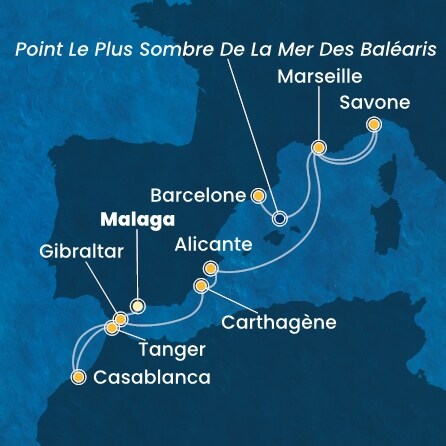 carte Espagne, Maroc, Gibraltar, France, Italie, 11 jours