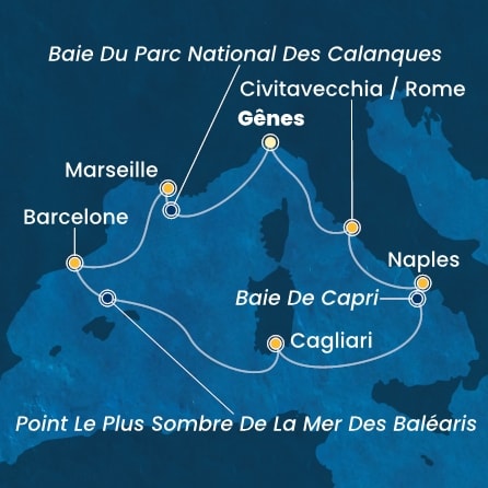 carte Italie, France, Espagne, 8 jours