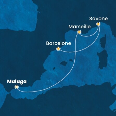 carte Espagne, France, Italie, 5 jours
