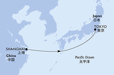 carte Shanghai, Tokyo, 4 jours