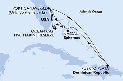 carte Etats-Unis, République Dominicaine, Bahamas, 12 jours