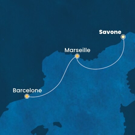 carte Italie, France, Espagne, 3 jours