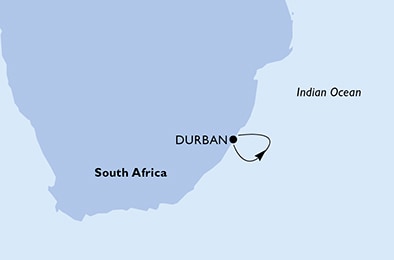 carte Durban, Indian Ocean, 3 jours