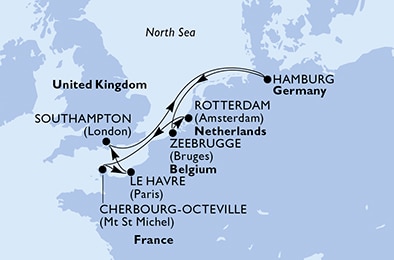 carte Hollande, France, Royaume-Uni, Allemagne, Belgique, 9 jours