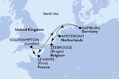 carte France, Royaume-Uni, Allemagne, Hollande, Belgique, 8 jours