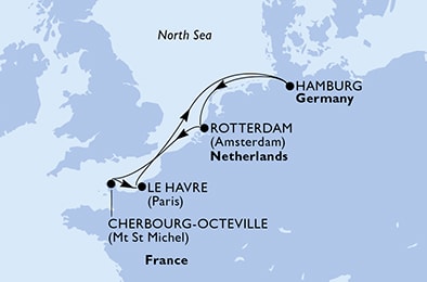 carte France, Allemagne, Hollande, 7 jours