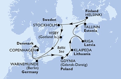 carte Europe du Nord, 12 jours