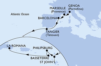 carte Italie, France, Espagne, Maroc, Antigua & Barbuda, Antilles, 17 jours