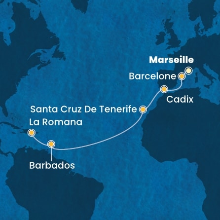 carte France, Espagne, Canaries, Antilles, Rép.Dominicaine, 15 jours