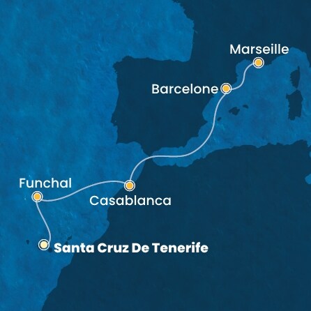 carte Canaries, Madère, Maroc, Espagne, France, 7 jours