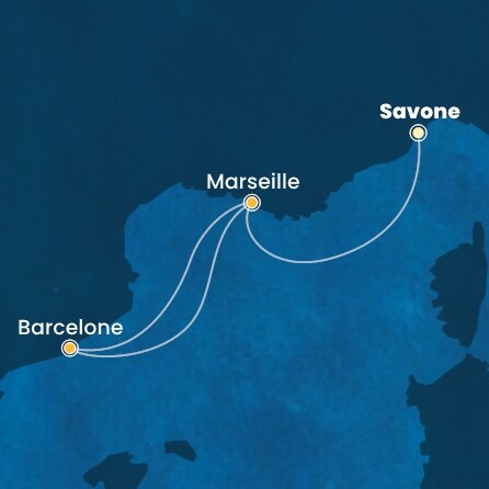 carte Italie, France, Espagne, 4 jours