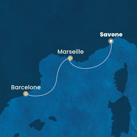 carte Italie, France, Espagne, 3 jours