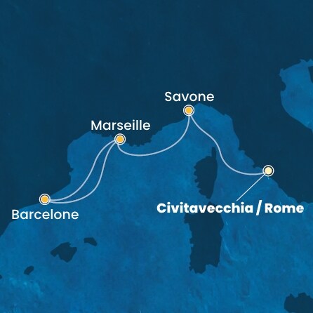 carte Italie, France, Espagne, 5 jours