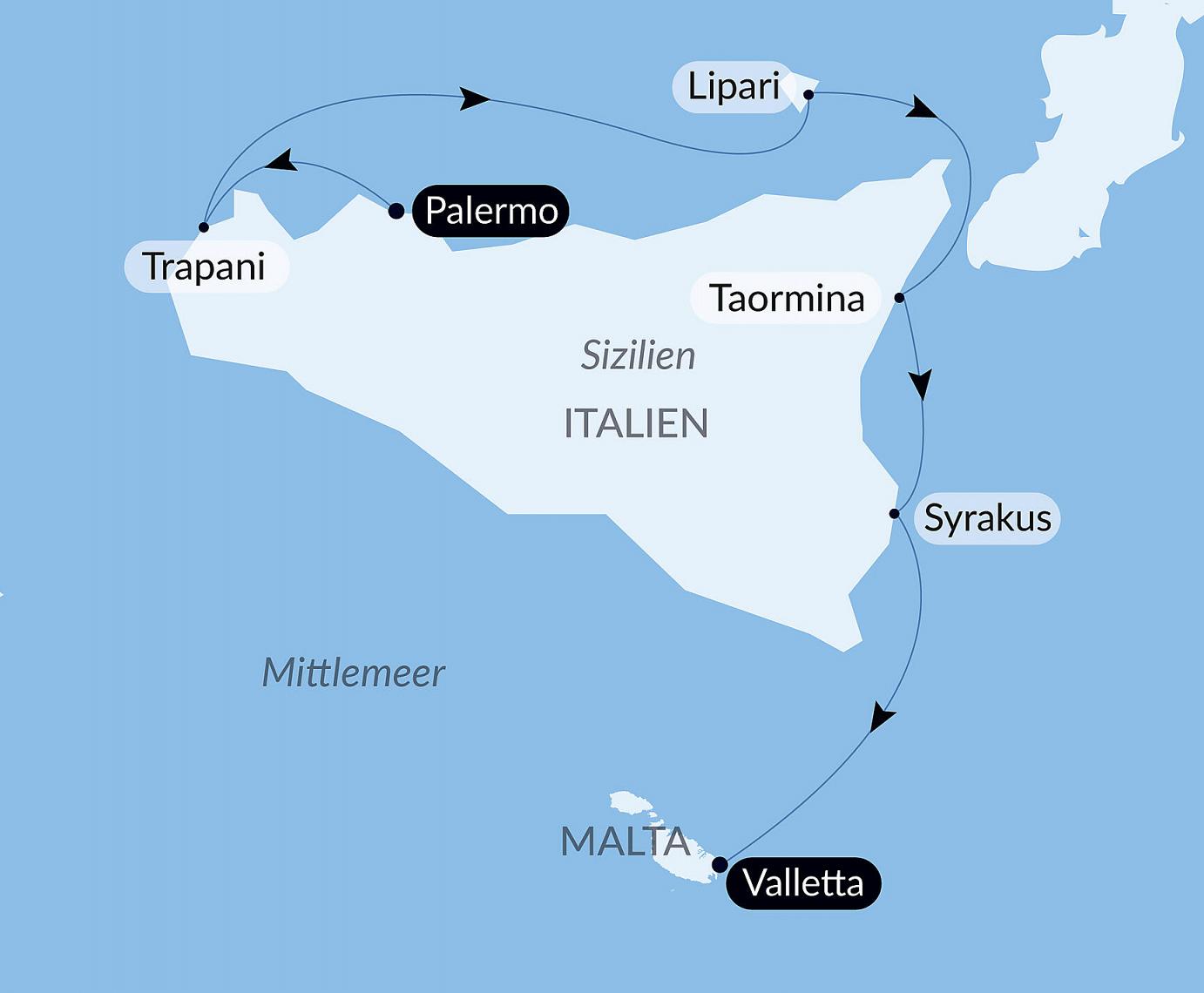 carte Escapade sicilienne, 6 jours