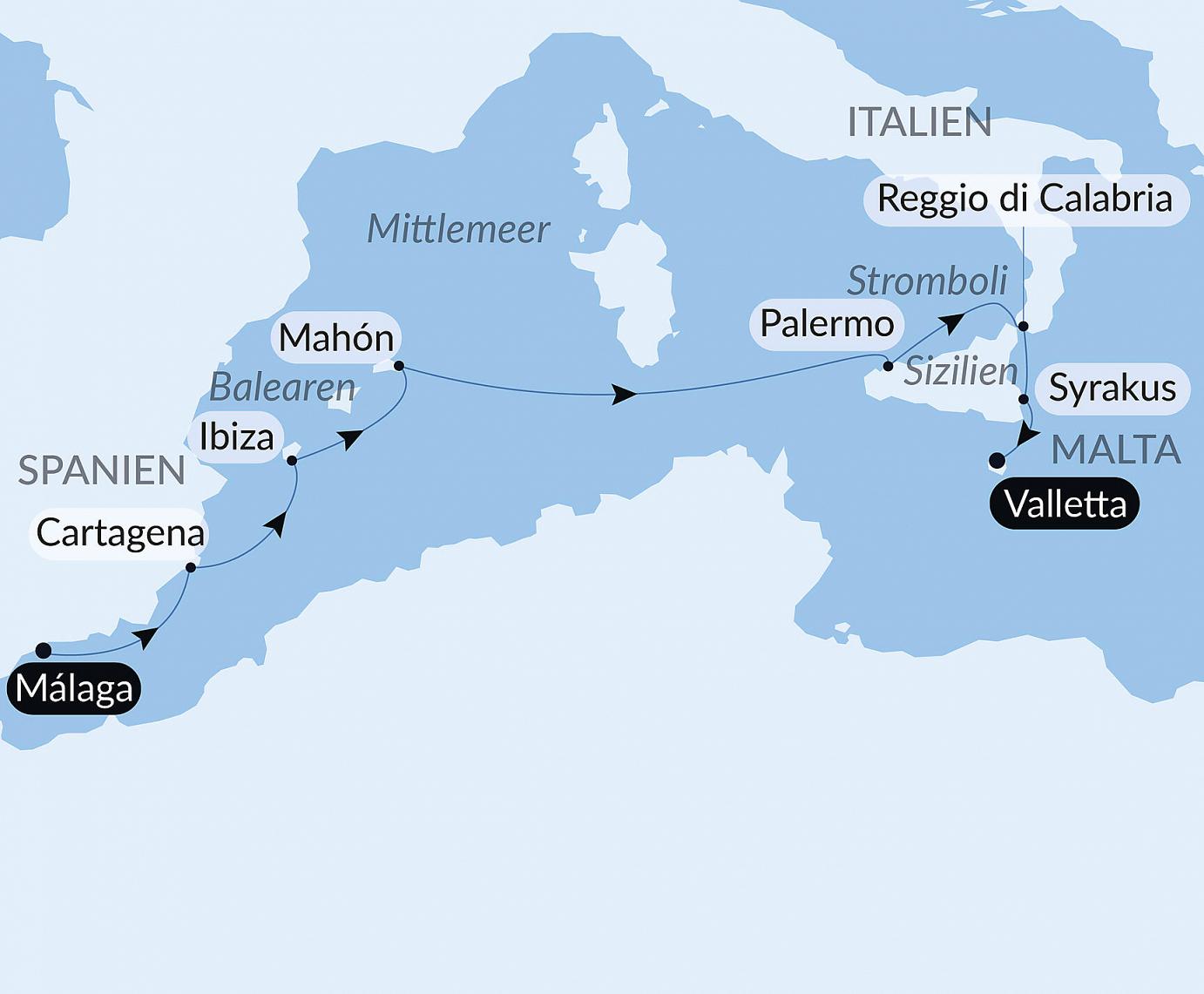 carte Des rivages ibériques aux côtes italiennes, 10 jours