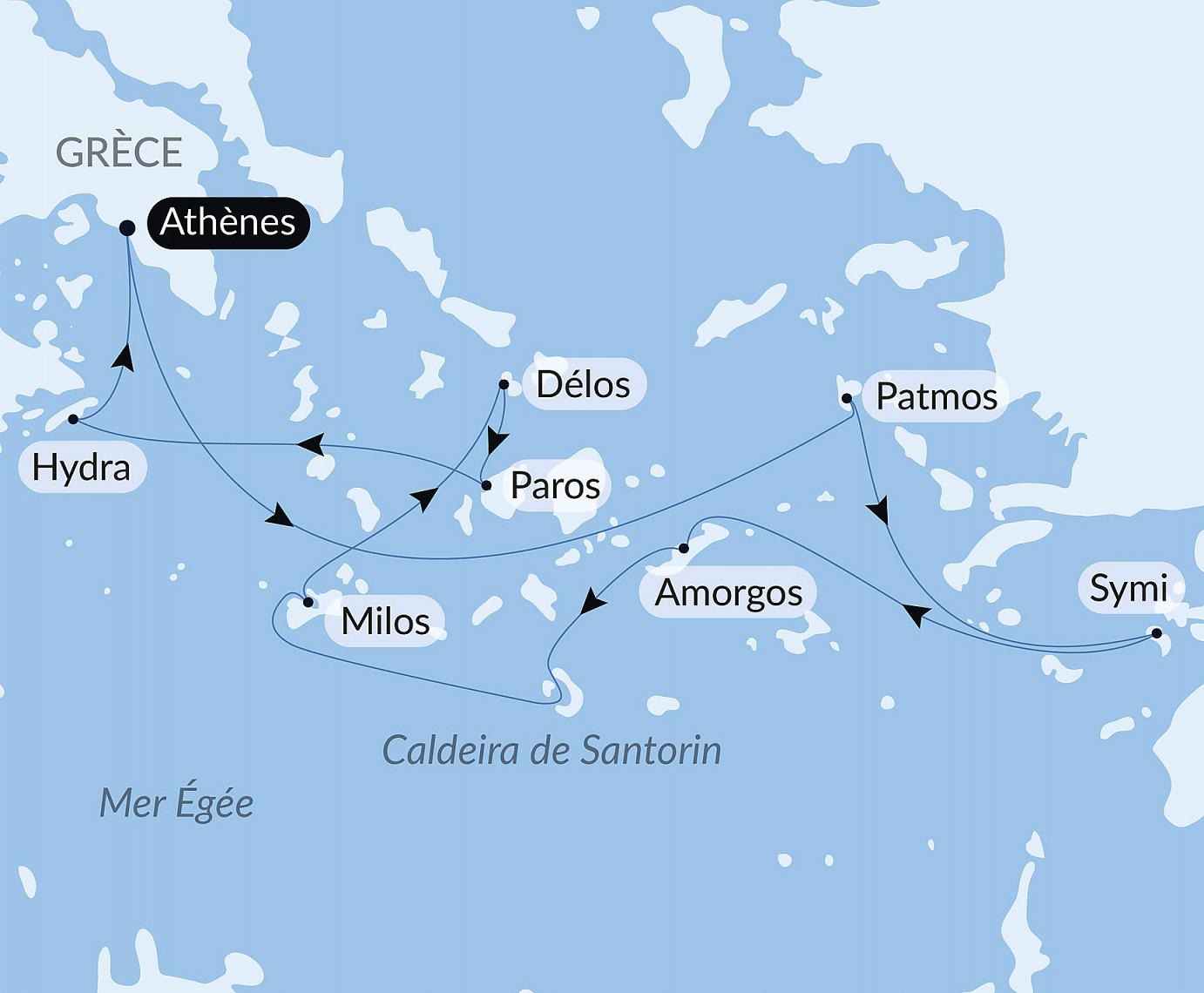 carte Au cœur des îles grecques, 8 jours