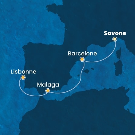 carte Italie, Espagne, Portugal, 6 jours