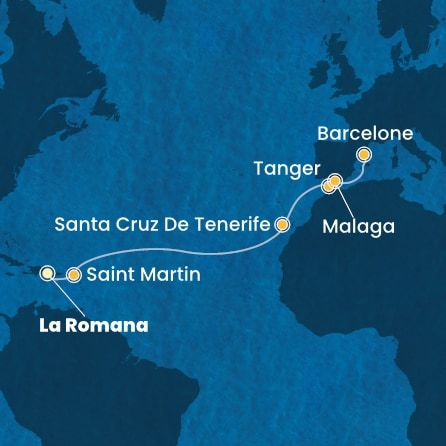carte Rép.Dominicaine, Antilles, Canaries, Maroc, Espagne, 15 jours