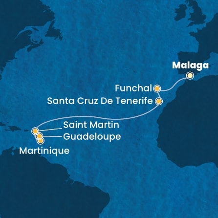 carte Espagne, Madère, Canaries, Antilles, 13 jours