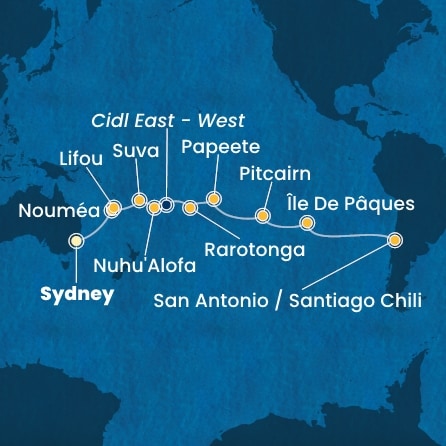 carte Australie, Hawaii, Fiji, Tonga, Polynésie, Chili, 27 jours