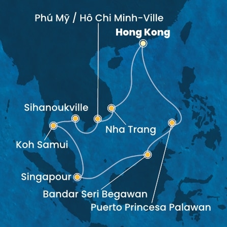 carte Chine, Vietnam, Singapour, Philippines, 16 jours