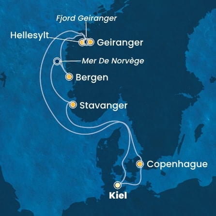 carte Allemagne, Danemark, Norvège, 8 jours