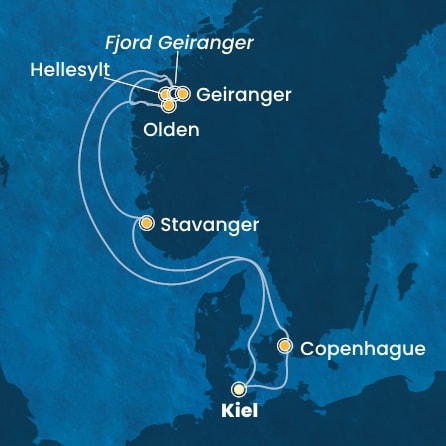 carte Allemagne, Danemark, Norvège, 8 jours