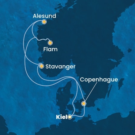 carte Allemagne, Danemark, Norvège, 8 jours