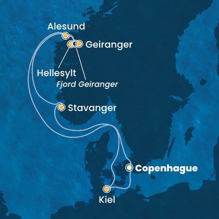 carte Danemark, Norvège, Allemagne, 8 jours