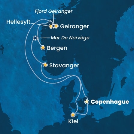 carte Danemark, Norvège, Allemagne, 8 jours