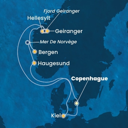 carte Danemark, Norvège, Allemagne, 8 jours