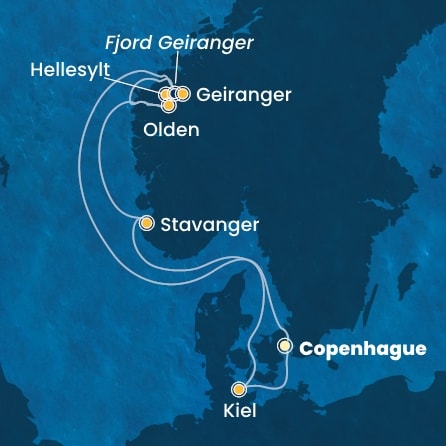 carte Danemark, Norvège, Allemagne, 8 jours