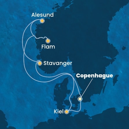 carte Danemark, Norvège, Allemagne, 8 jours