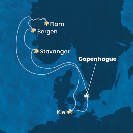 carte Danemark, Norvège, Allemagne, 8 jours