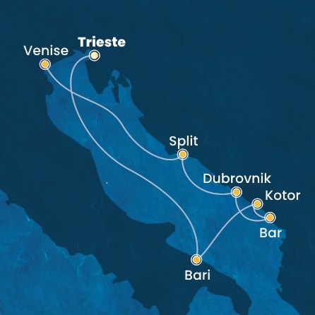 carte Italie, Montenegro, Croatie, 8 jours